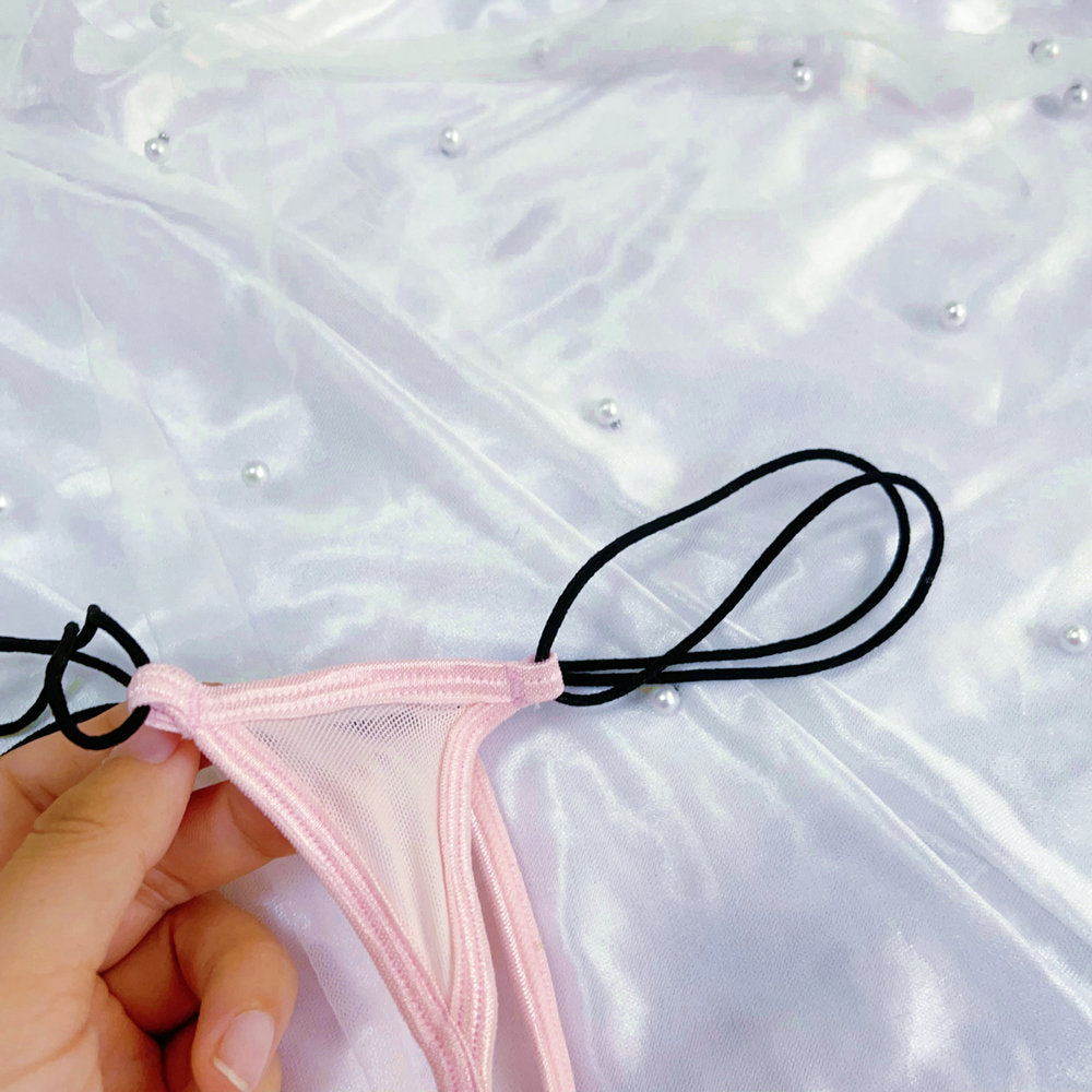 Women's Ultra-Small Sheer Mesh G-String, Sexy Micro Thong with Double Elastic String Waistband Sexy Panties