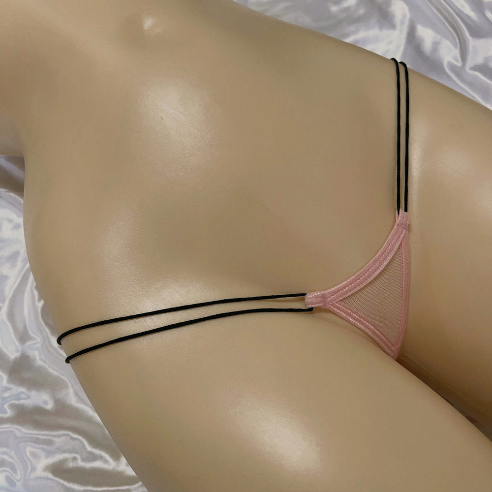 Women's Ultra-Small Sheer Mesh G-String, Sexy Micro Thong with Double Elastic String Waistband Sexy Panties