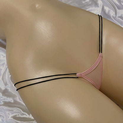 Women's Ultra-Small Sheer Mesh G-String, Sexy Micro Thong with Double Elastic String Waistband Sexy Panties