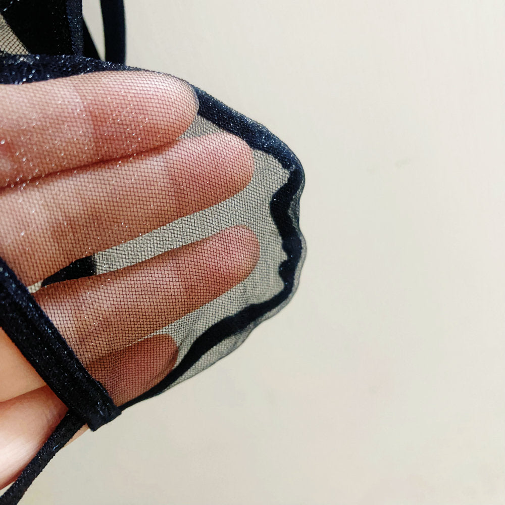 Men's Transparent Sheer Mesh Jockstrap, Sexy Underwear G-String Thong with Playful Side Bow Tie Sexy Panties