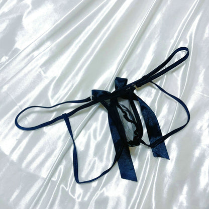 Men's Transparent Sheer Mesh Jockstrap, Sexy Underwear G-String Thong with Playful Side Bow Tie Sexy Panties