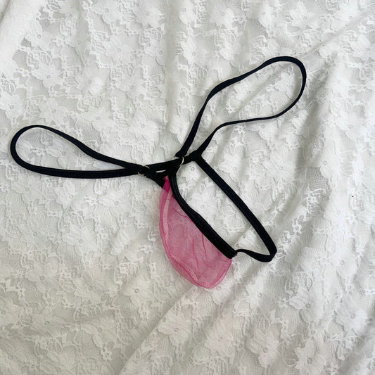 Men's See-Through Gstring Candy Color Extreme Minimal Coverage Pouch Men See-thru Thong Underwear Sheer Mesh Tangas T-back