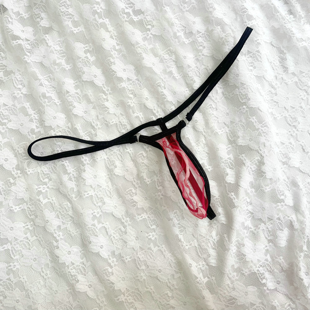 Men's See-Through Gstring Candy Color Extreme Minimal Coverage Pouch Men See-thru Thong Underwear Sheer Mesh Tangas T-back