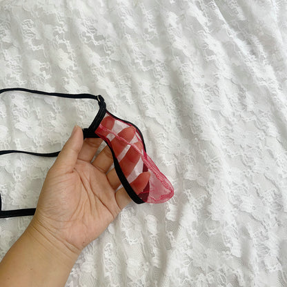 Men's See-Through Gstring Candy Color Extreme Minimal Coverage Pouch Men See-thru Thong Underwear Sheer Mesh Tangas T-back