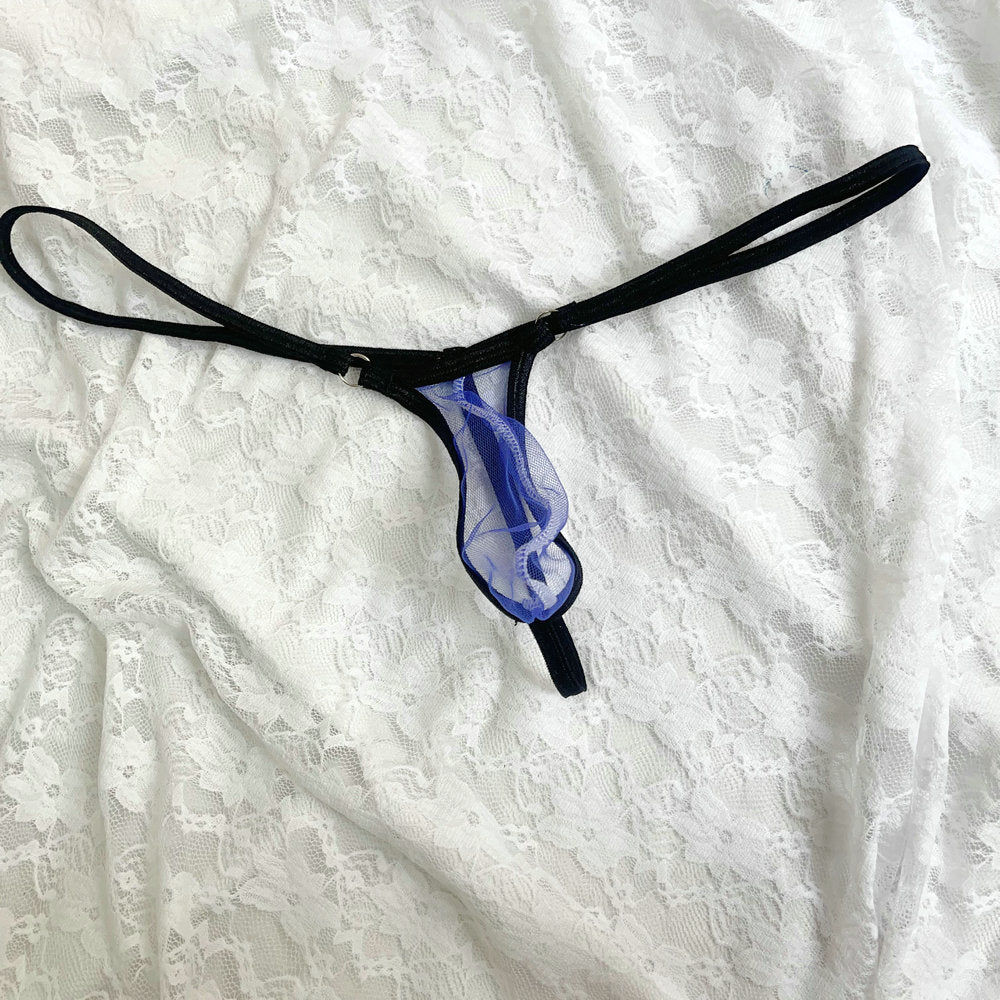 Men's See-Through Gstring Candy Color Extreme Minimal Coverage Pouch Men See-thru Thong Underwear Sheer Mesh Tangas T-back