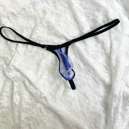 Men's See-Through Gstring Candy Color Extreme Minimal Coverage Pouch Men See-thru Thong Underwear Sheer Mesh Tangas T-back