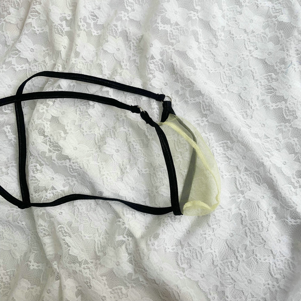 Men's See-Through Gstring Candy Color Extreme Minimal Coverage Pouch Men See-thru Thong Underwear Sheer Mesh Tangas T-back