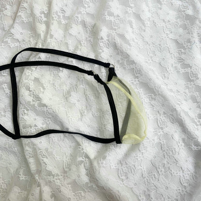 Men's See-Through Gstring Candy Color Extreme Minimal Coverage Pouch Men See-thru Thong Underwear Sheer Mesh Tangas T-back