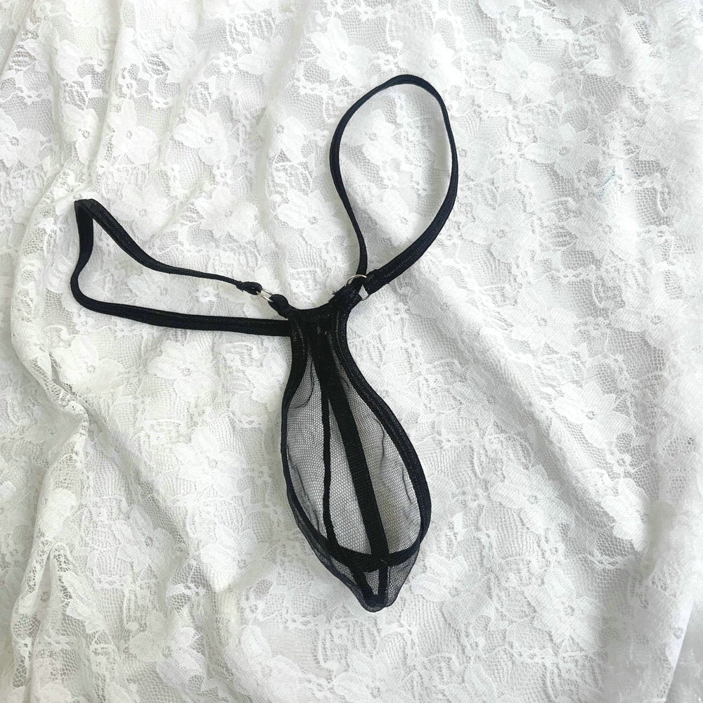 Men's See-Through Gstring Candy Color Extreme Minimal Coverage Pouch Men See-thru Thong Underwear Sheer Mesh Tangas T-back