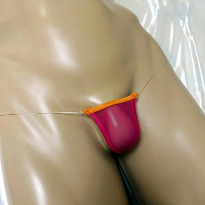 Mesh No Pouch Men Sexy Penis Thong Micro G String Gay Underwear Contrast Color Panties Invisible Waist Tback