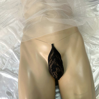 Invisible Waistband Stretchy Men Thong Sheer Lace Low Rise No Trace Men Lace Gstring