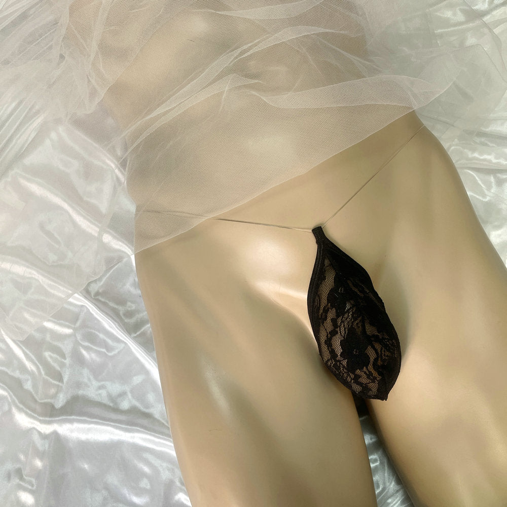 Invisible Waistband Stretchy Men Thong Sheer Lace Low Rise No Trace Men Lace Gstring
