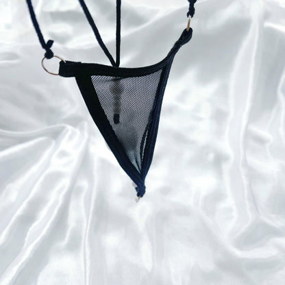Sexy Pearl G String Thong for Women, Sheer Mesh Lace Lingerie, Crotchless Panties with Pearl Beads, Anniversary Bridal Honeymoon Gift Sexy Panties