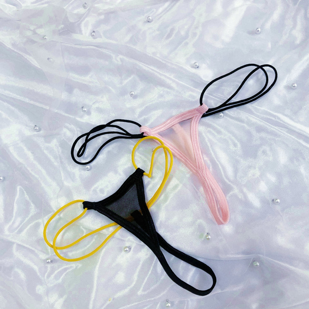 Women's Ultra-Small Sheer Mesh G-String, Sexy Micro Thong with Double Elastic String Waistband Sexy Panties