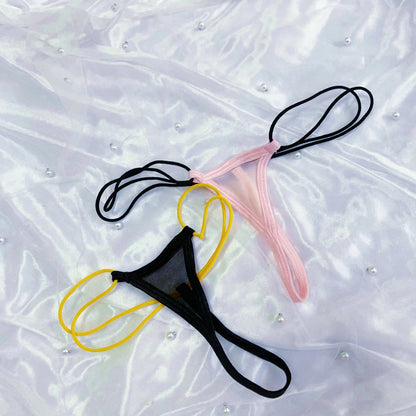 Women's Ultra-Small Sheer Mesh G-String, Sexy Micro Thong with Double Elastic String Waistband Sexy Panties