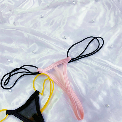Women's Ultra-Small Sheer Mesh G-String, Sexy Micro Thong with Double Elastic String Waistband Sexy Panties