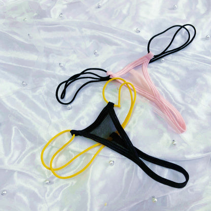 Women's Ultra-Small Sheer Mesh G-String, Sexy Micro Thong with Double Elastic String Waistband Sexy Panties