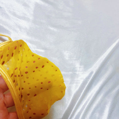 Men's Vibrant Yellow Breathable Mesh Jockstrap Elastic Sexy Micro G-String Sexy Thong Eyelet Transparent Tangas