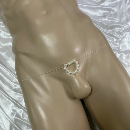Men‘s Thong Underwear Low Rise T Back Seamless Invisible-Band Men's Pearl Thong – Ultra-Comfort G-String Penis Ring Sexy Underwear
