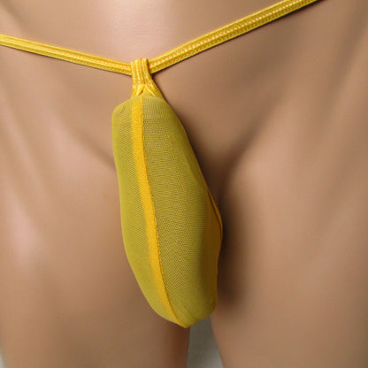 Ultra Soft Mesh Sheer Low Rise Thong for Men Breathable Stretch Lightweight Underwear Stand Up Pouch Gstring