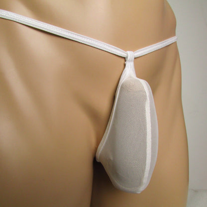 Ultra Soft Mesh Sheer Low Rise Thong for Men Breathable Stretch Lightweight Underwear Stand Up Pouch Gstring